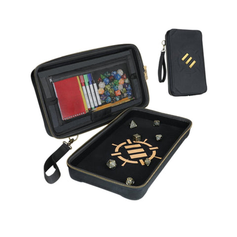 ENHANCE Tabletop RPGs Community Dice Organizer Case & XL Rolling Tray - Black
